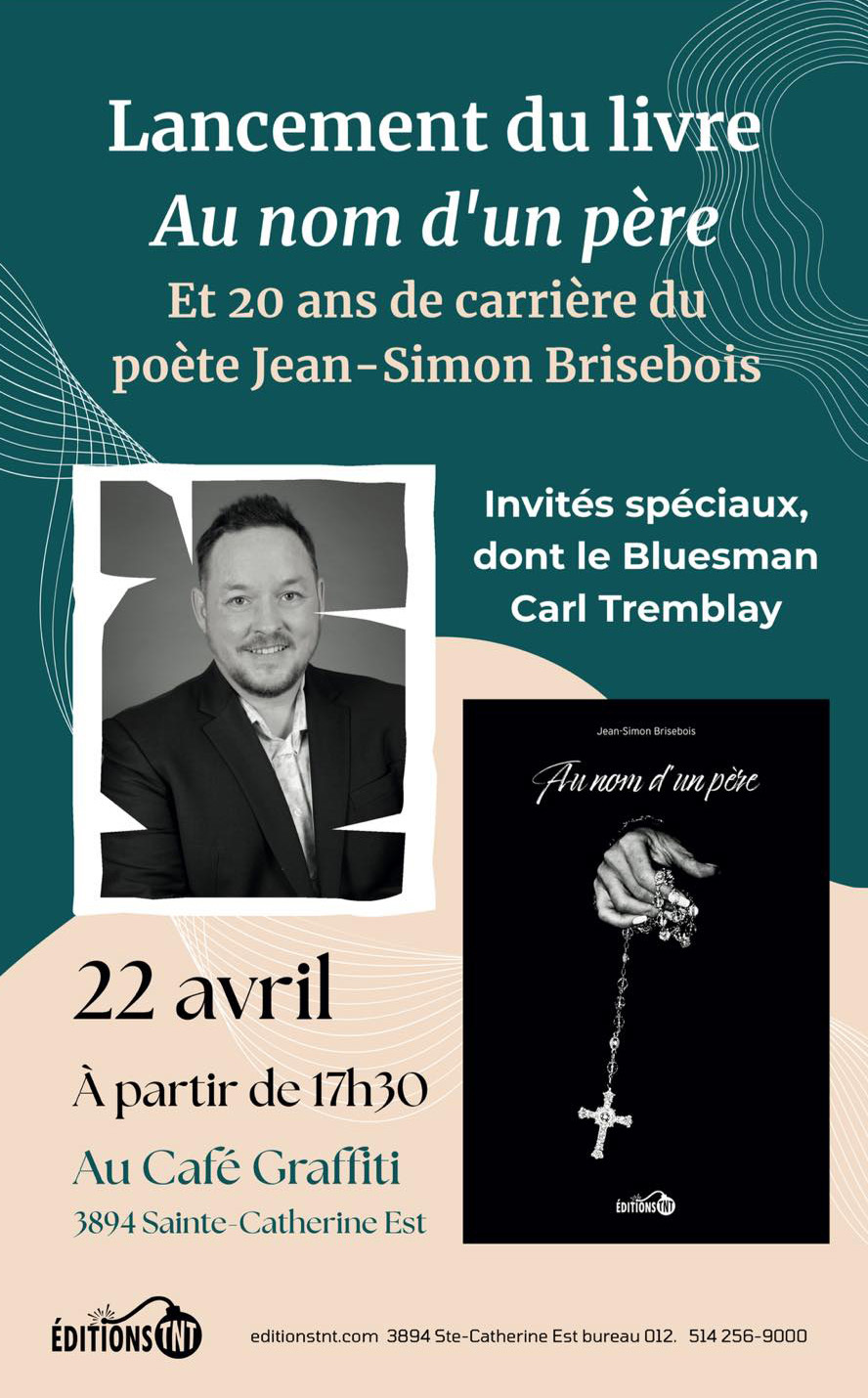 Café Graffiti – Célébrez les 20 ans de carrière du poète Jean-Simon Brisebois